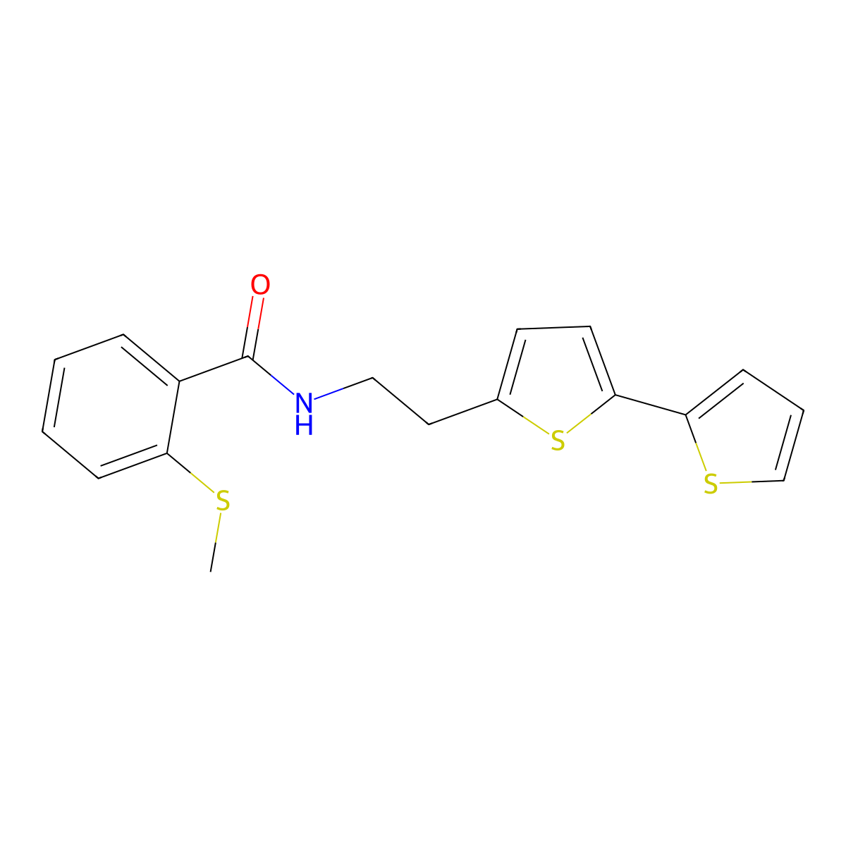 N-(2-{[2,2'-bithiophene]-5-yl}ethyl)-2-(methylsulfanyl)benzamide molecular structure, CAS 2640843-87-2