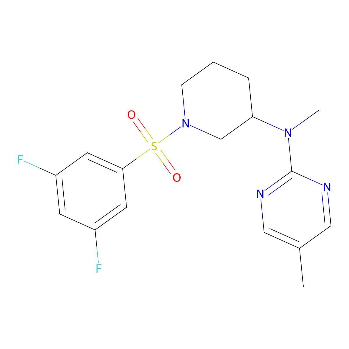 N-[1-(3,5-difluorobenzenesulfonyl)piperidin-3-yl]-N,5-dimethylpyrimidin-2-amine molecular structure, CAS 2640843-92-9