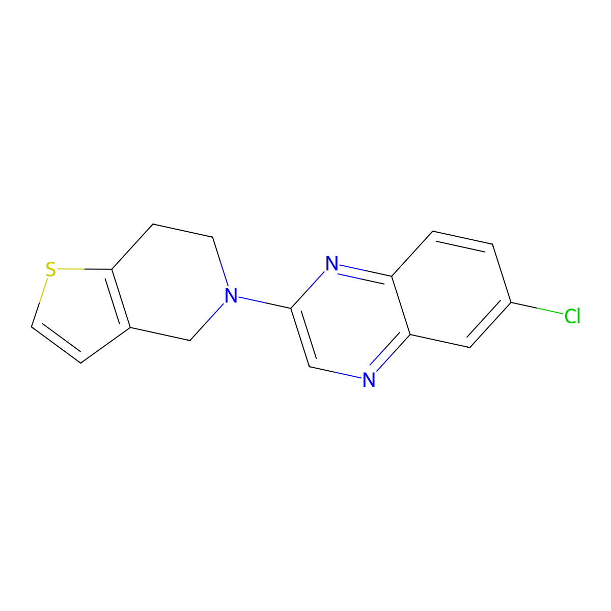 6-chloro-2-{4H,5H,6H,7H-thieno[3,2-c]pyridin-5-yl}quinoxaline molecular structure, CAS 2640843-93-0