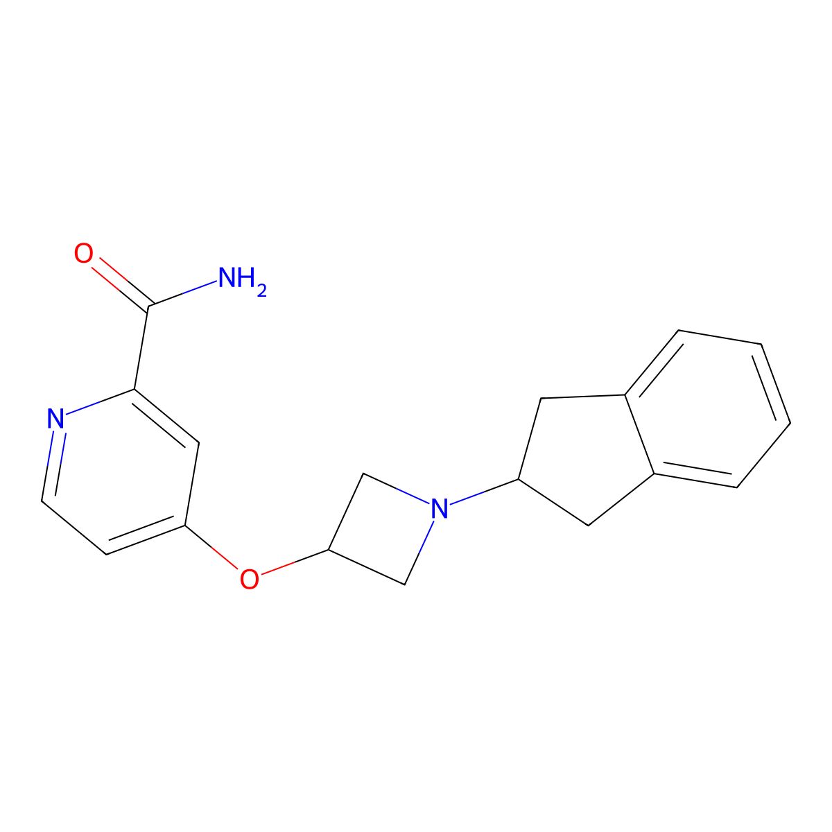4-{[1-(2,3-dihydro-1H-inden-2-yl)azetidin-3-yl]oxy}pyridine-2-carboxamide molecular structure, CAS 2640845-05-0