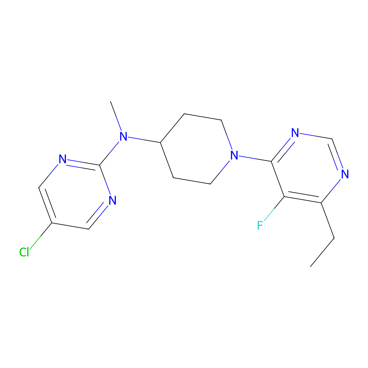 5-chloro-N-[1-(6-ethyl-5-fluoropyrimidin-4-yl)piperidin-4-yl]-N-methylpyrimidin-2-amine molecular structure, CAS 2640845-07-2
