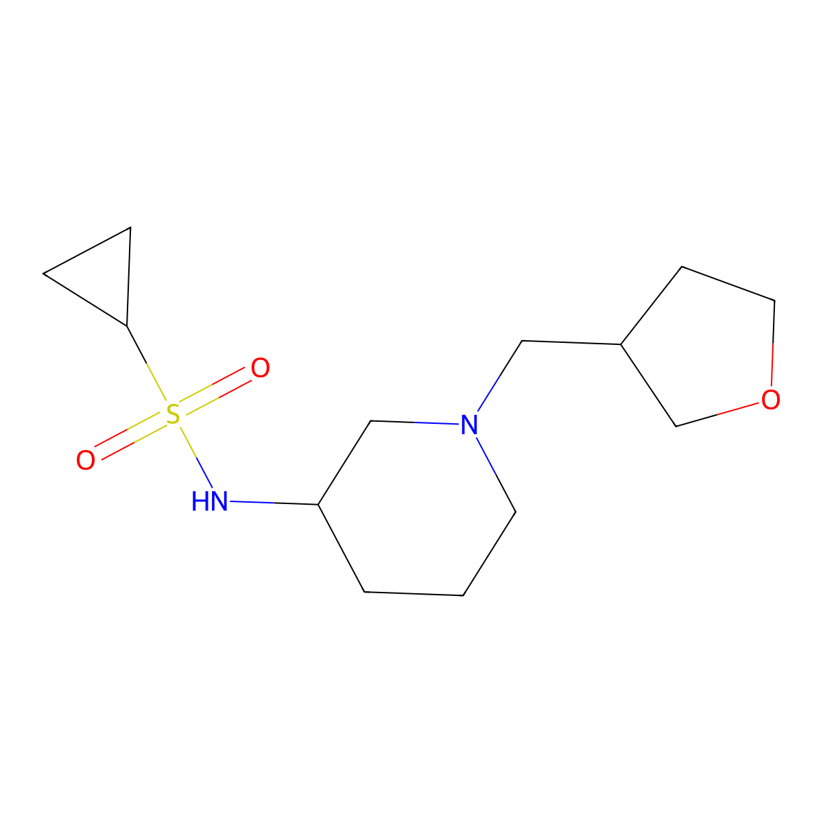 N-{1-[(oxolan-3-yl)methyl]piperidin-3-yl}cyclopropanesulfonamide molecular structure, CAS 2640845-09-4