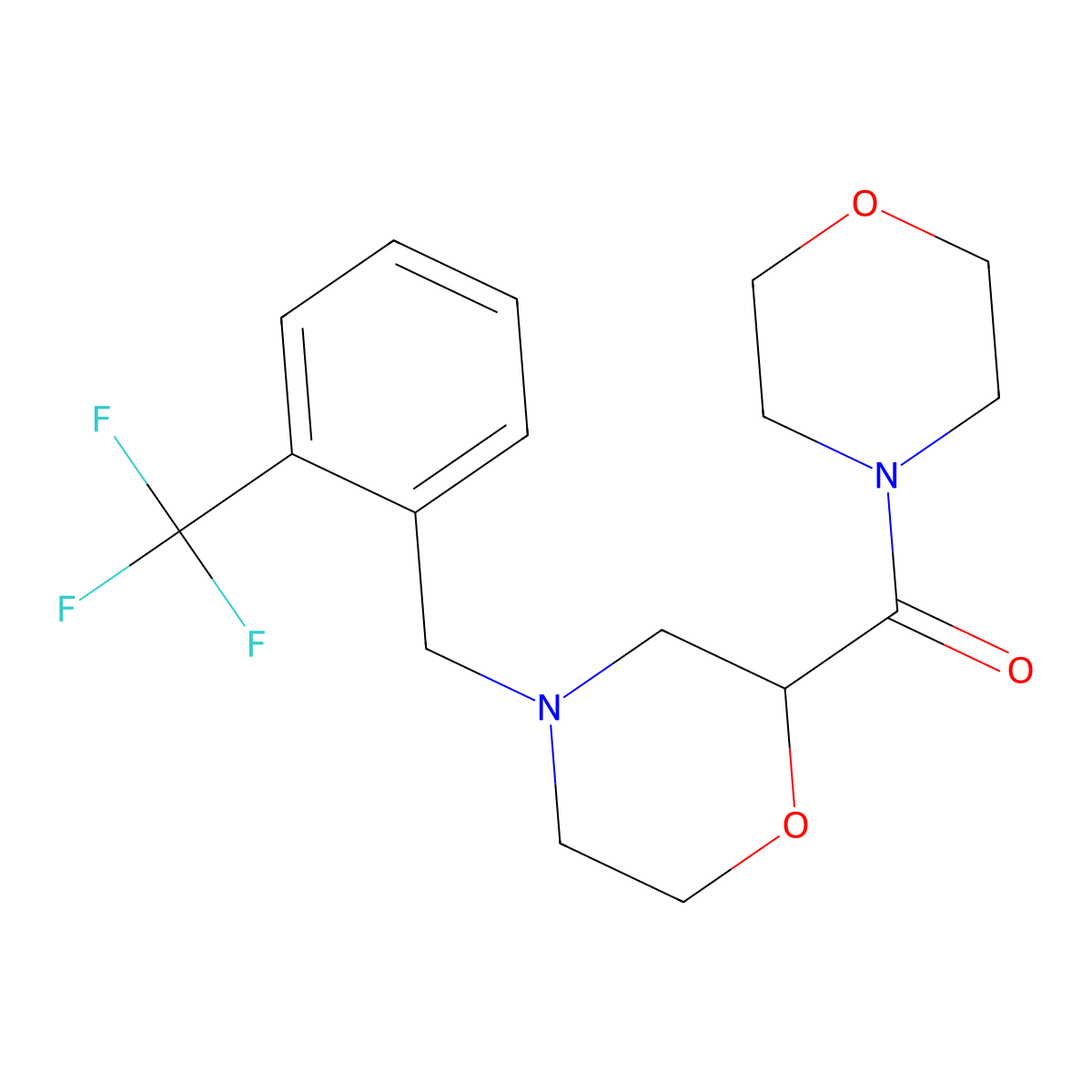 2-(Morpholine-4-carbonyl)-4-{[2-(trifluoromethyl)phenyl]methyl}morpholine molecular structure, CAS 2640845-12-9