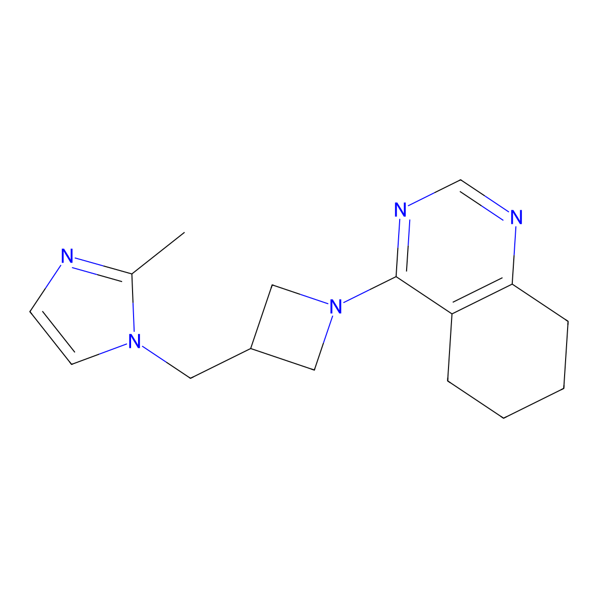 4-{3-[(2-methyl-1H-imidazol-1-yl)methyl]azetidin-1-yl}-5,6,7,8-tetrahydroquinazoline molecular structure, CAS 2640845-22-1