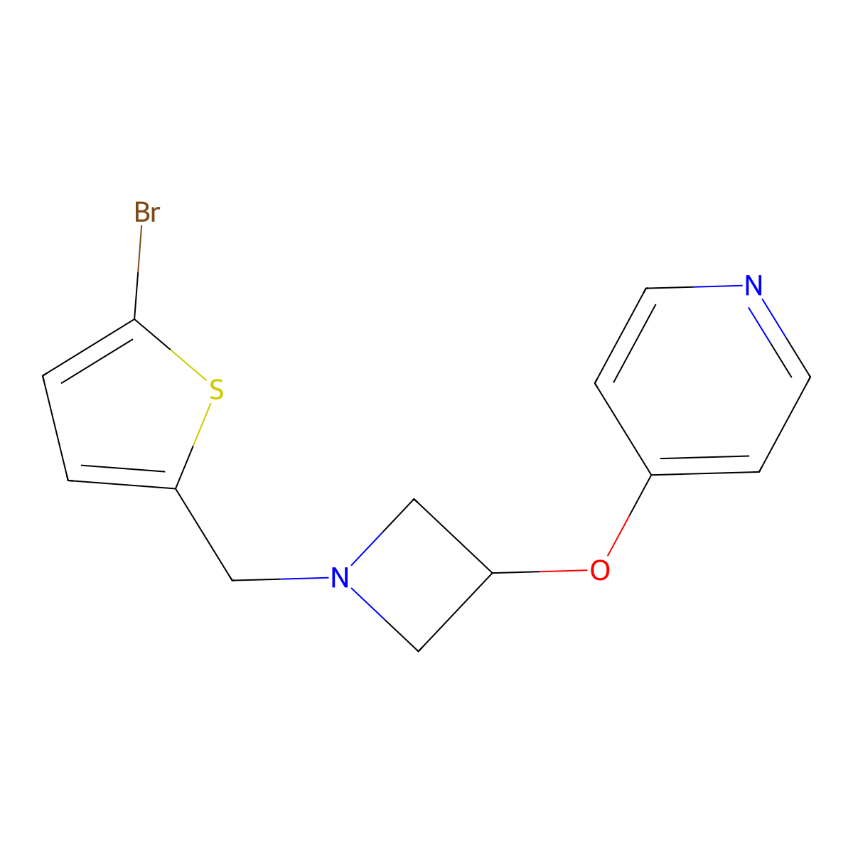 4-({1-[(5-Bromothiophen-2-yl)methyl]azetidin-3-yl}oxy)pyridine molecular structure, CAS 2640845-25-4