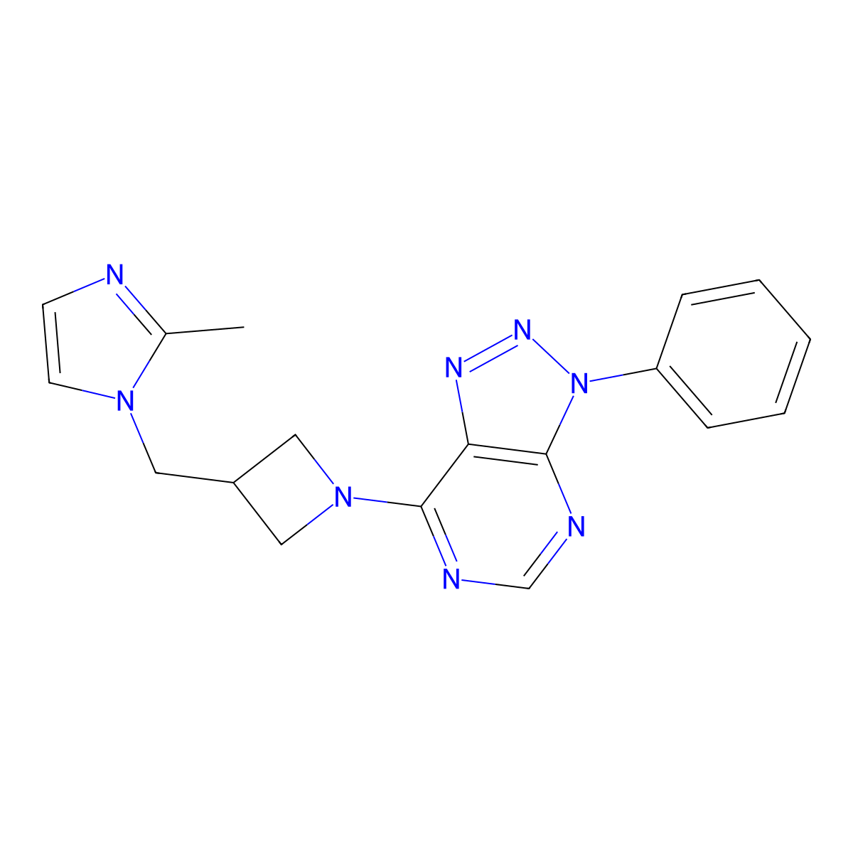 2-methyl-1-[(1-{3-phenyl-3H-[1,2,3]triazolo[4,5-d]pyrimidin-7-yl}azetidin-3-yl)methyl]-1H-imidazole molecular structure, CAS 2640845-35-6