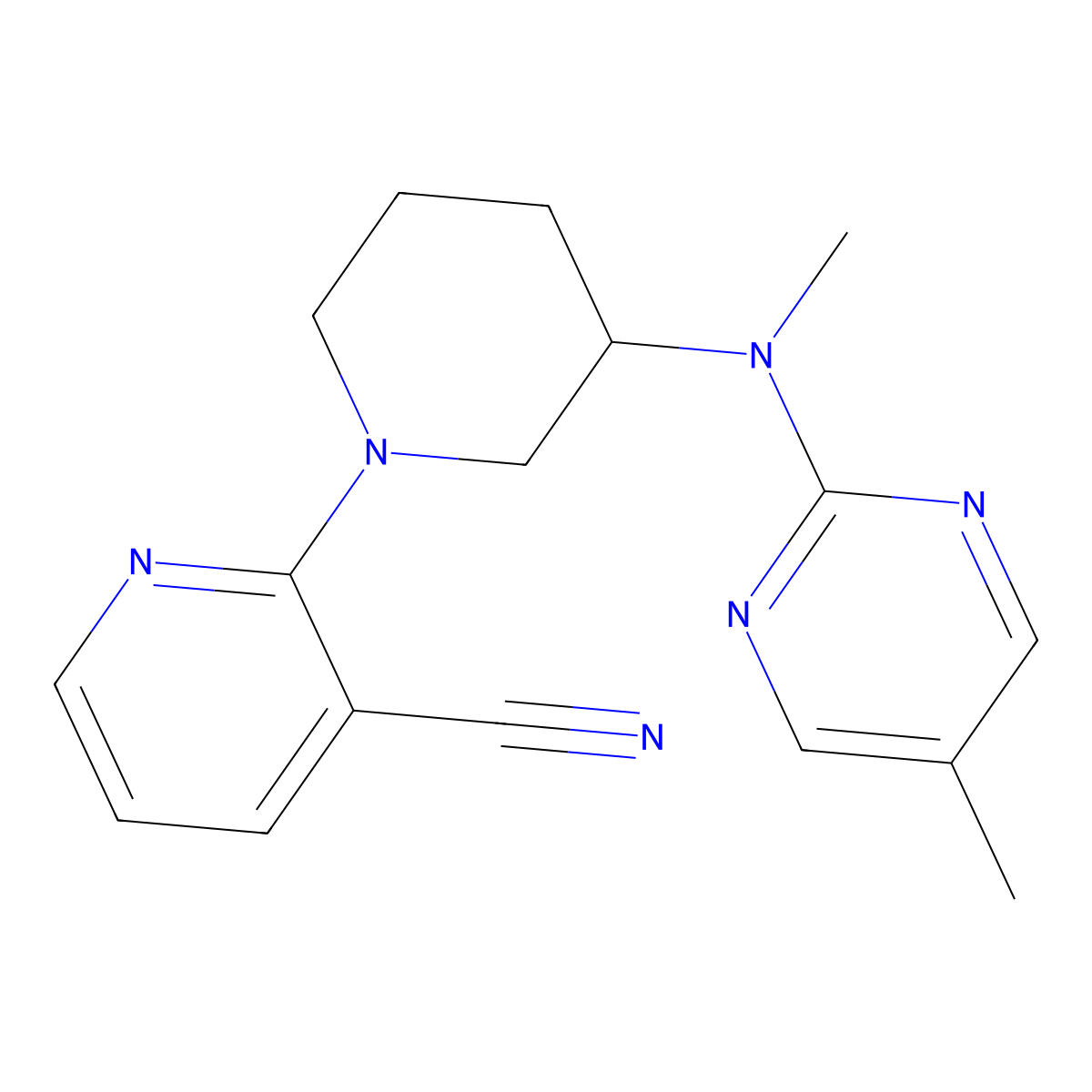 2-{3-[Methyl(5-methylpyrimidin-2-yl)amino]piperidin-1-yl}pyridine-3-carbonitrile molecular structure, CAS 2640845-38-9