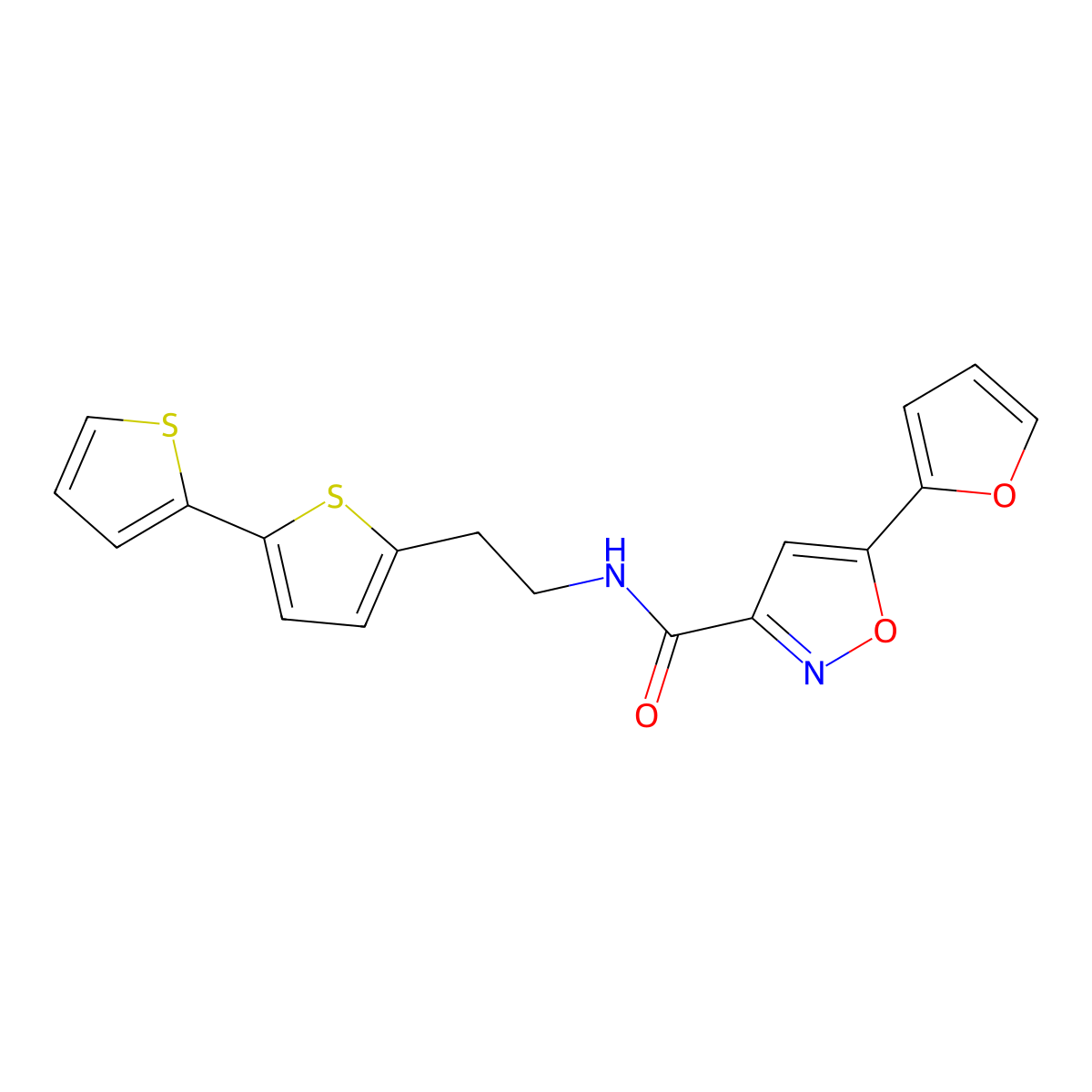 N-(2-{[2,2'-bithiophene]-5-yl}ethyl)-5-(furan-2-yl)-1,2-oxazole-3-carboxamide molecular structure, CAS 2640845-41-4