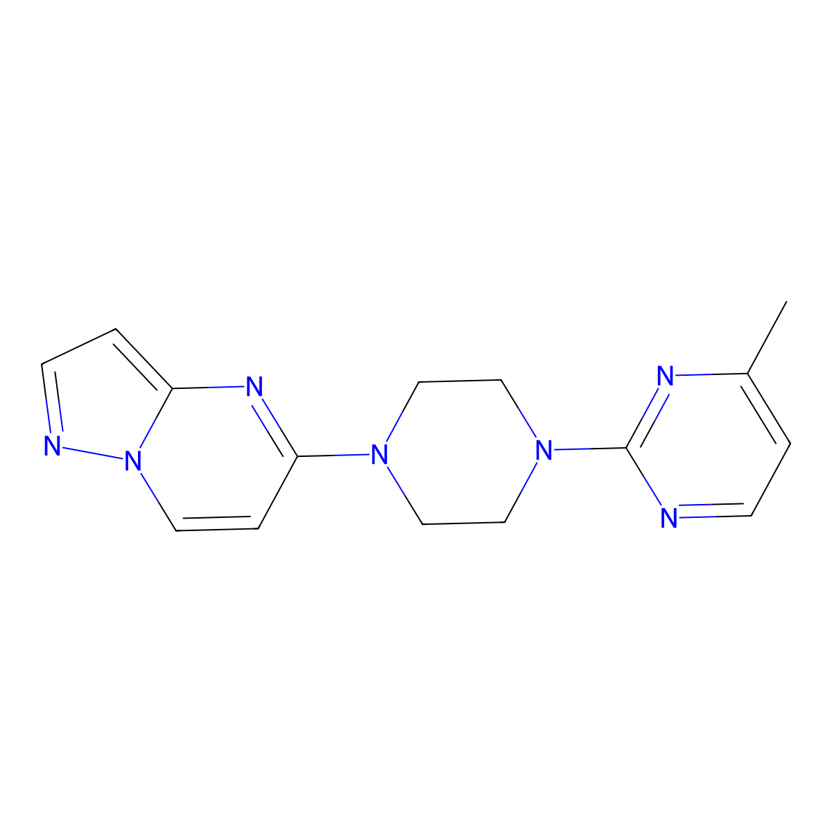 4-Methyl-2-(4-{pyrazolo[1,5-a]pyrimidin-5-yl}piperazin-1-yl)pyrimidine molecular structure, CAS 2640845-42-5