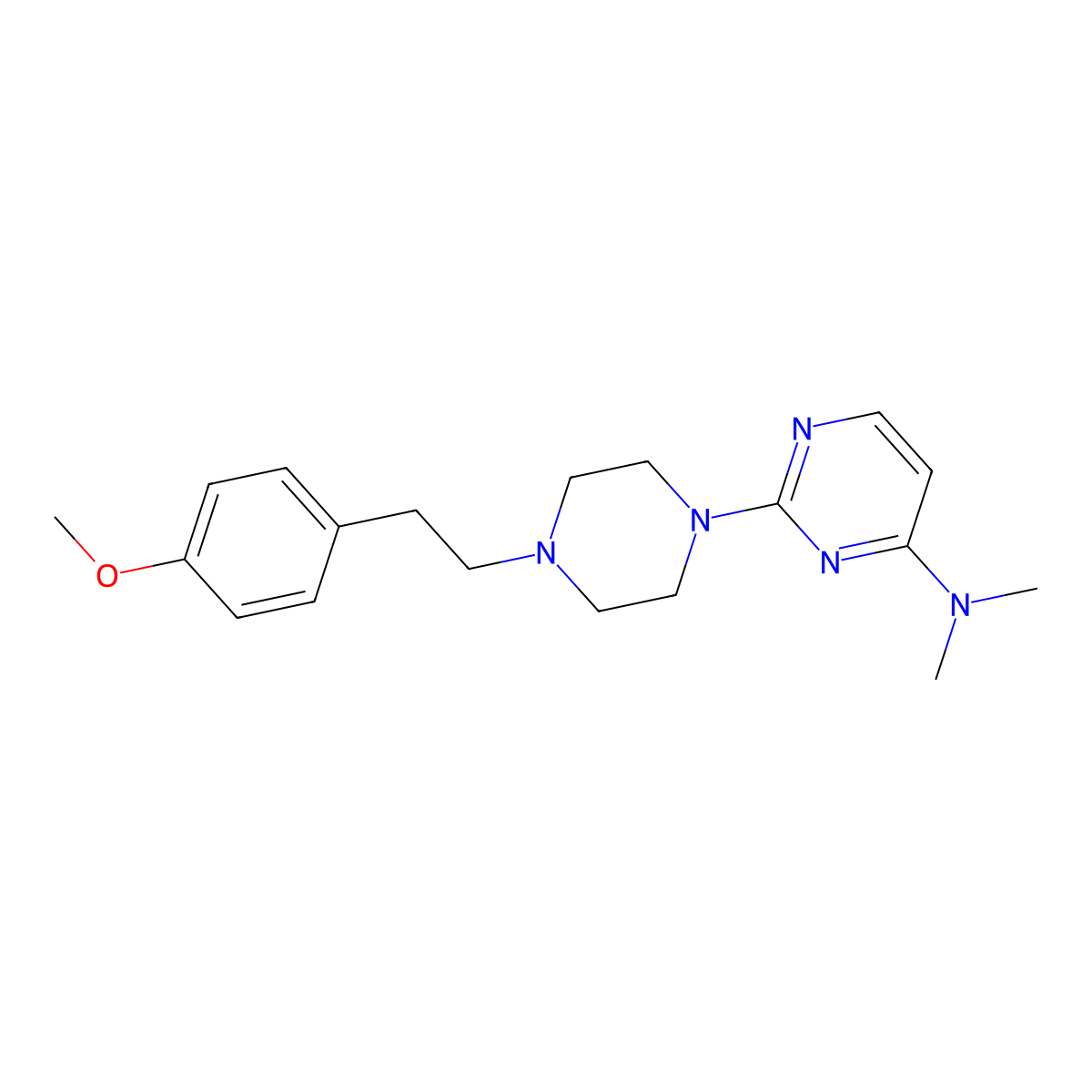 2-{4-[2-(4-methoxyphenyl)ethyl]piperazin-1-yl}-N,N-dimethylpyrimidin-4-amine molecular structure, CAS 2640845-49-2