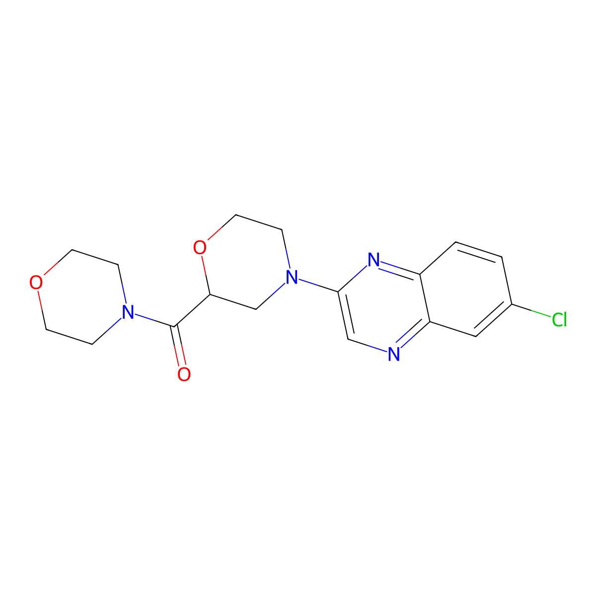 6-Chloro-2-[2-(morpholine-4-carbonyl)morpholin-4-yl]quinoxaline molecular structure, CAS 2640845-64-1