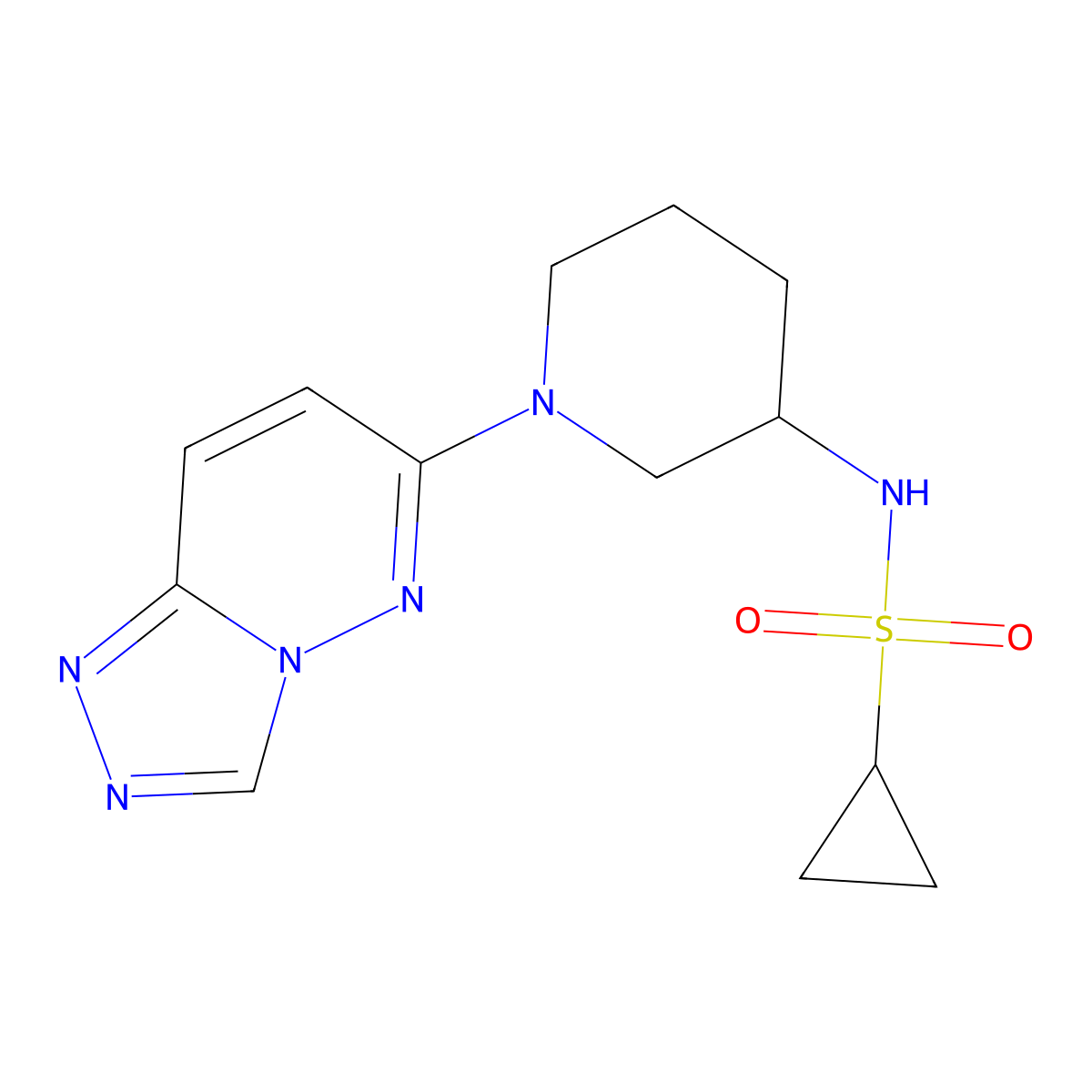 N-(1-{[1,2,4]triazolo[4,3-b]pyridazin-6-yl}piperidin-3-yl)cyclopropanesulfonamide molecular structure, CAS 2640845-70-9
