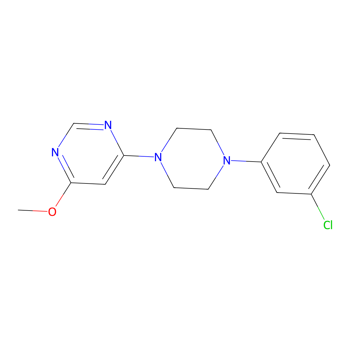 4-[4-(3-Chlorophenyl)piperazin-1-yl]-6-methoxypyrimidine molecular structure, CAS 2640845-74-3