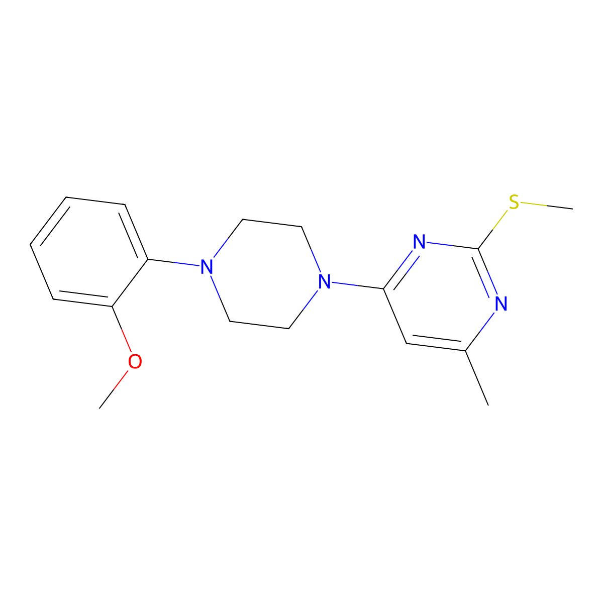 4-[4-(2-Methoxyphenyl)piperazin-1-yl]-6-methyl-2-(methylsulfanyl)pyrimidine molecular structure, CAS 2640845-76-5