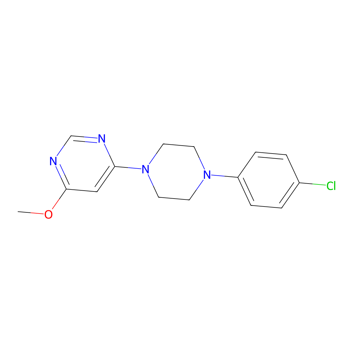 4-[4-(4-Chlorophenyl)piperazin-1-yl]-6-methoxypyrimidine molecular structure, CAS 2640845-77-6