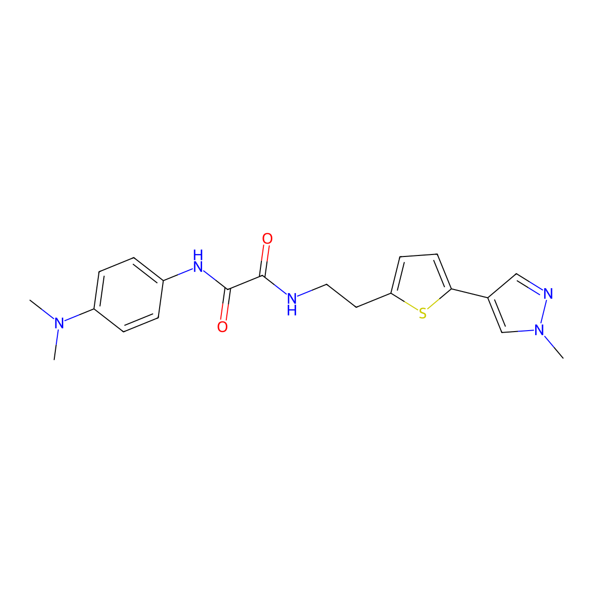 N'-[4-(dimethylamino)phenyl]-N-{2-[5-(1-methyl-1H-pyrazol-4-yl)thiophen-2-yl]ethyl}ethanediamide molecular structure, CAS 2640845-80-1