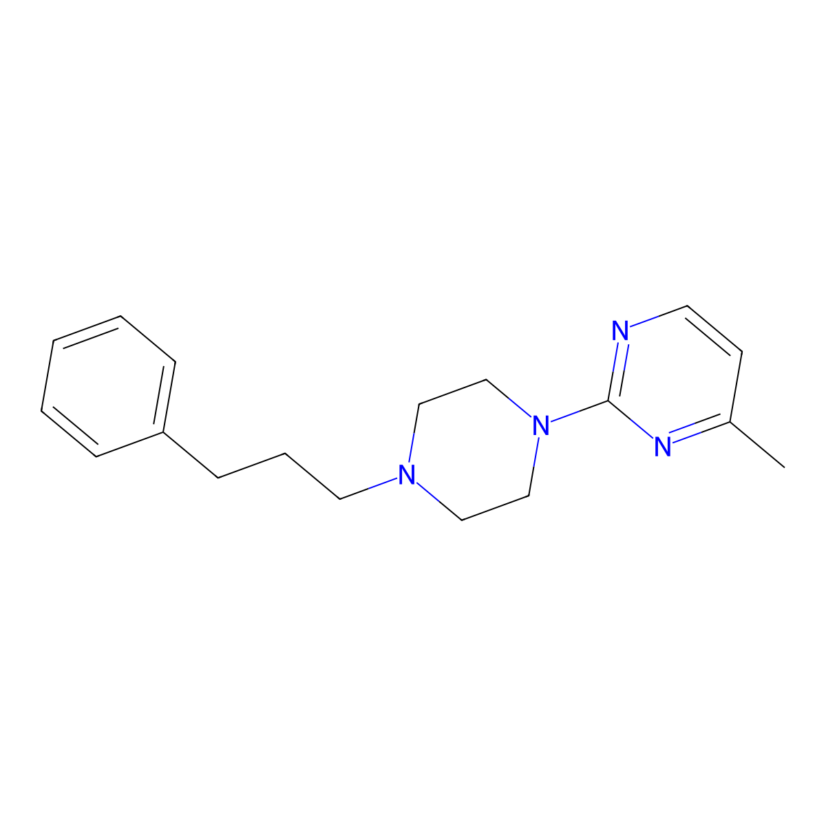 4-Methyl-2-[4-(3-phenylpropyl)piperazin-1-yl]pyrimidine molecular structure, CAS 2640845-81-2