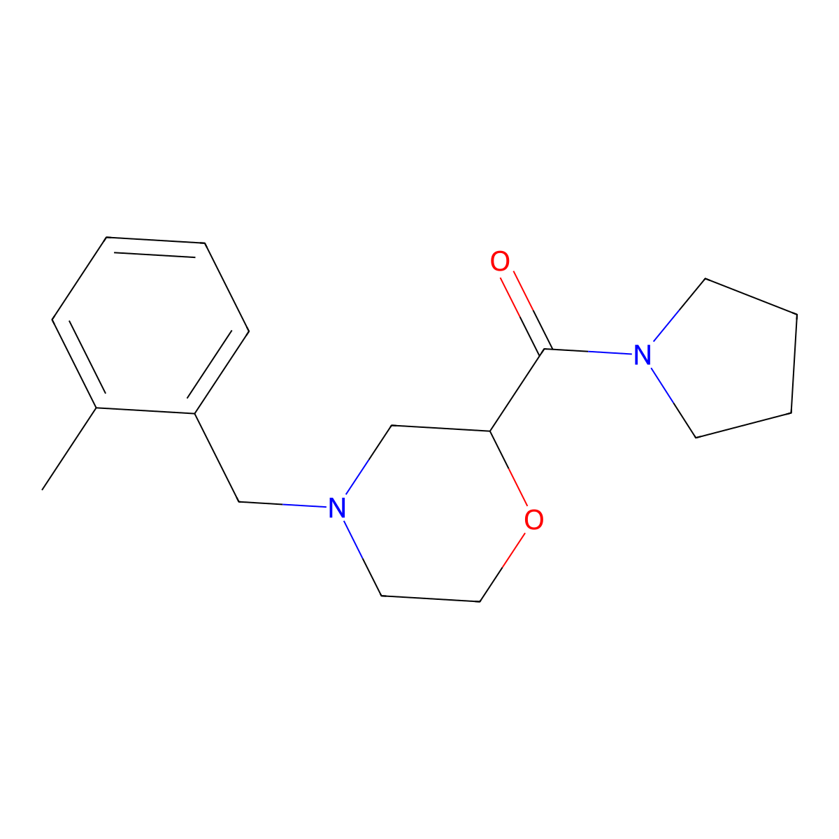 4-[(2-Methylphenyl)methyl]-2-(pyrrolidine-1-carbonyl)morpholine molecular structure, CAS 2640845-83-4