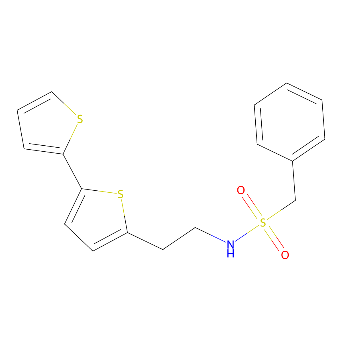 N-(2-{[2,2'-bithiophene]-5-yl}ethyl)-1-phenylmethanesulfonamide molecular structure, CAS 2640845-85-6