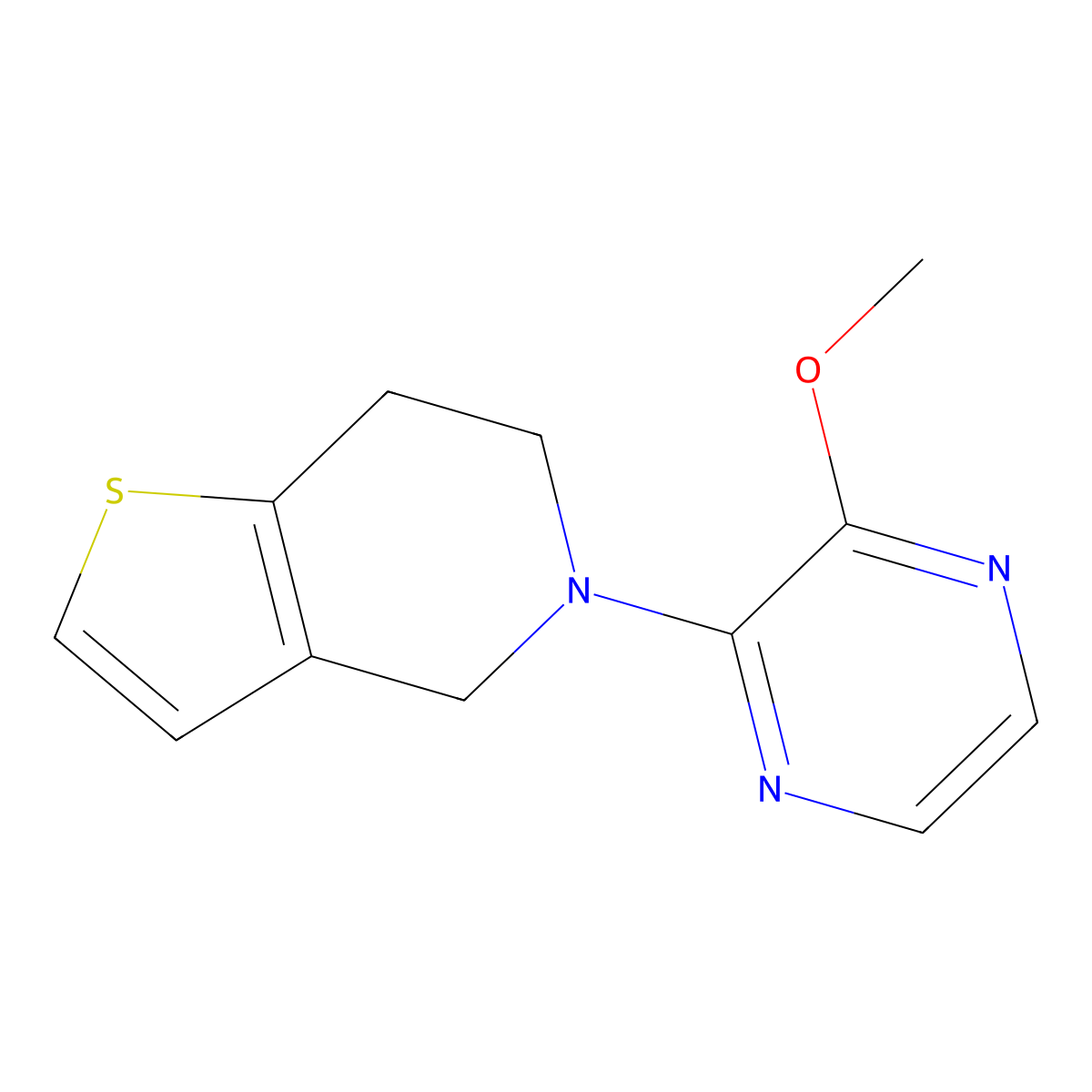 2-methoxy-3-{4H,5H,6H,7H-thieno[3,2-c]pyridin-5-yl}pyrazine molecular structure, CAS 2640845-89-0