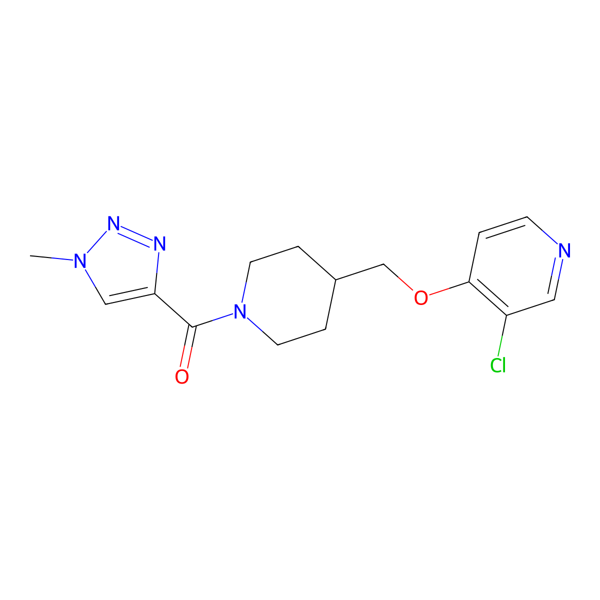 3-chloro-4-{[1-(1-methyl-1H-1,2,3-triazole-4-carbonyl)piperidin-4-yl]methoxy}pyridine molecular structure, CAS 2640845-90-3