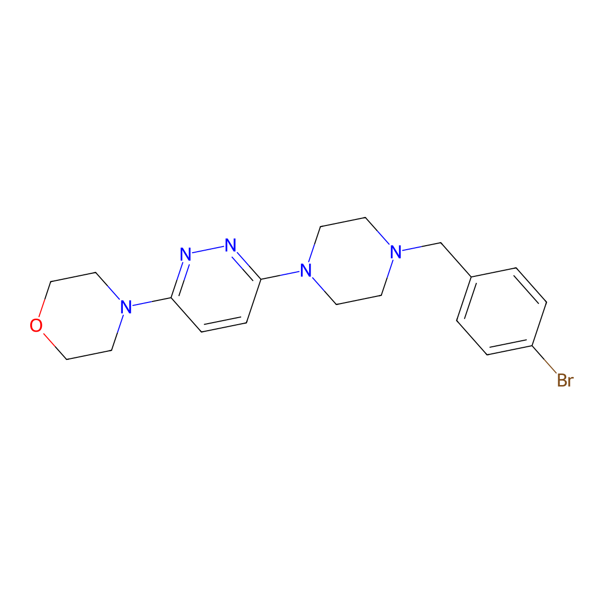 4-(6-{4-[(4-Bromophenyl)methyl]piperazin-1-yl}pyridazin-3-yl)morpholine molecular structure, CAS 2640845-92-5