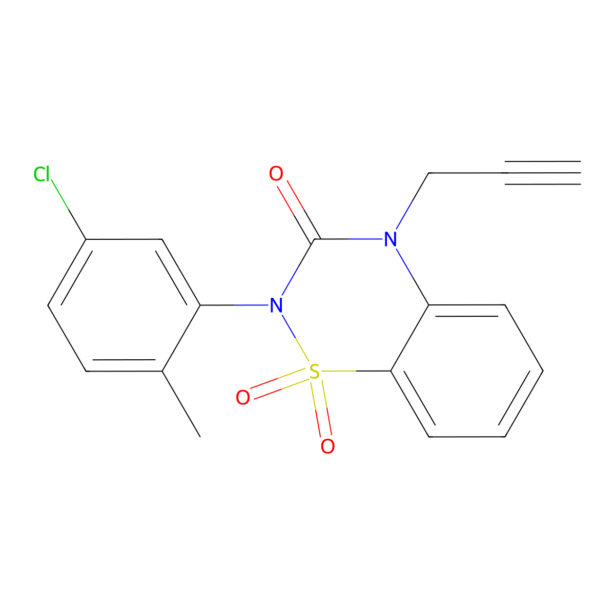 2-(5-Chloro-2-methylphenyl)-1,1-dioxo-4-prop-2-ynyl-1lambda6,2,4-benzothiadiazin-3-one molecular structure, CAS 2640846-07-5