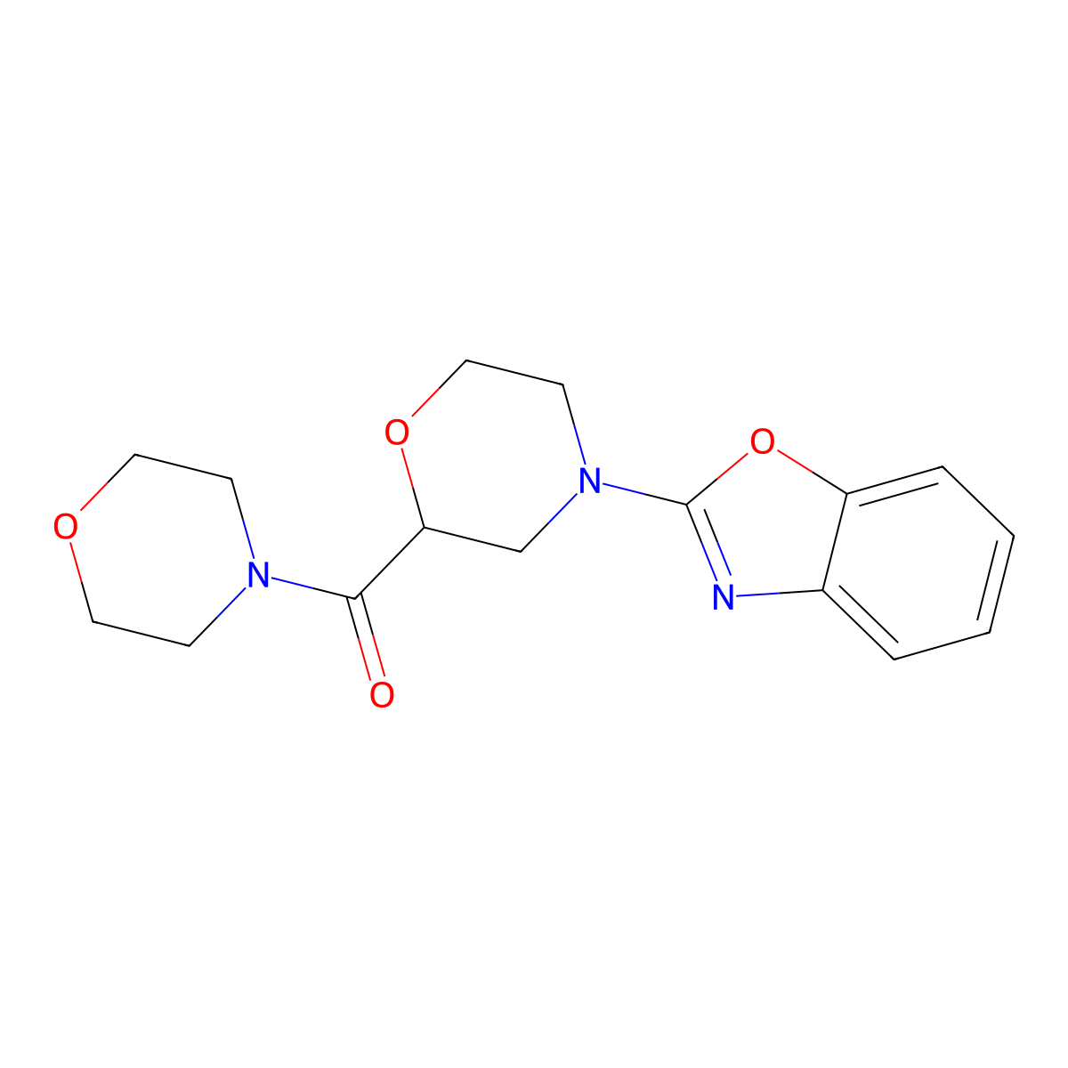 2-[2-(Morpholine-4-carbonyl)morpholin-4-yl]-1,3-benzoxazole molecular structure, CAS 2640846-14-4