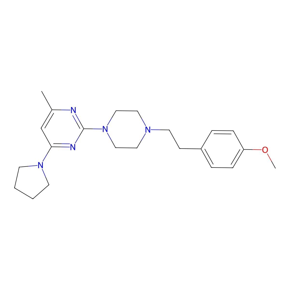 2-{4-[2-(4-Methoxyphenyl)ethyl]piperazin-1-yl}-4-methyl-6-(pyrrolidin-1-yl)pyrimidine molecular structure, CAS 2640846-28-0