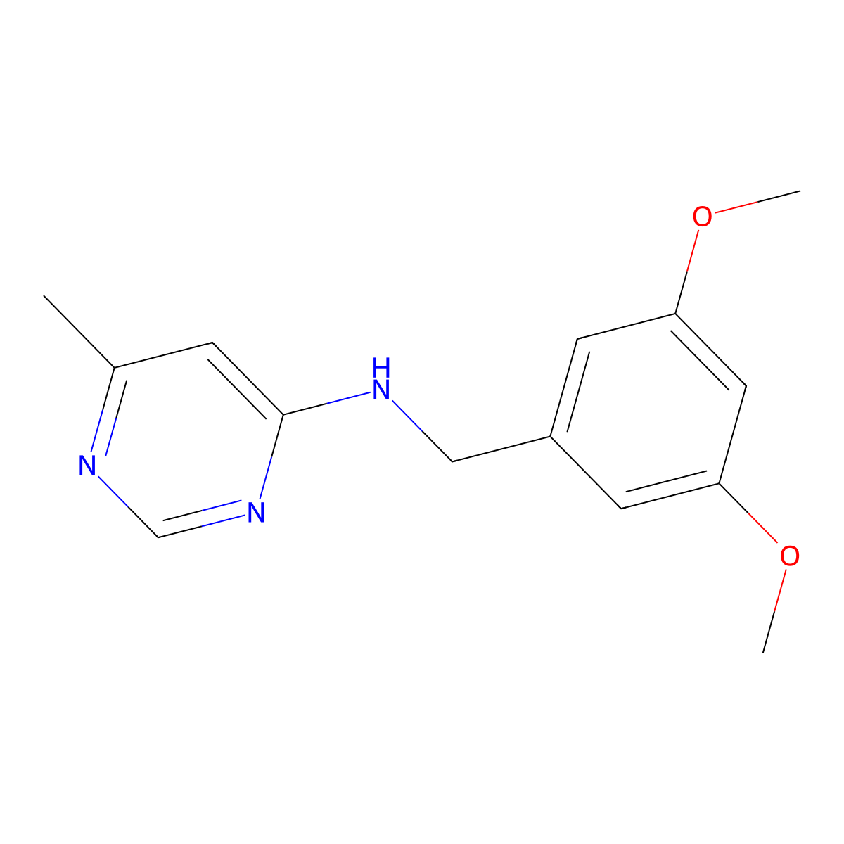 N-[(3,5-dimethoxyphenyl)methyl]-6-methylpyrimidin-4-amine molecular structure, CAS 2640846-33-7