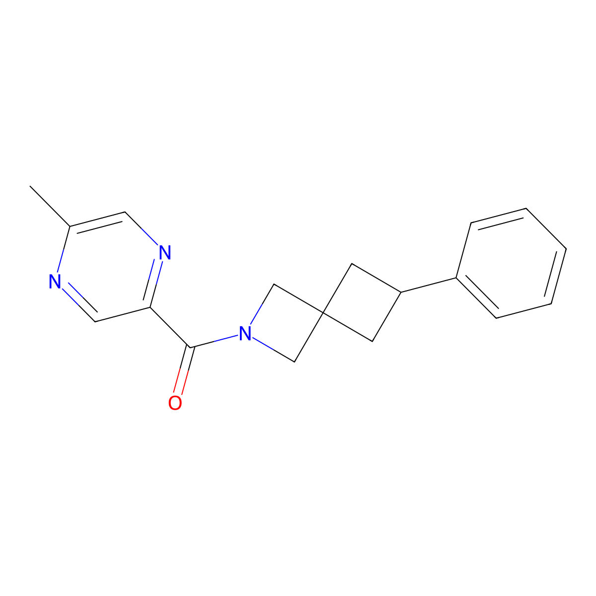 2-(5-Methylpyrazine-2-carbonyl)-6-phenyl-2-azaspiro[3.3]heptane molecular structure, CAS 2640846-36-0