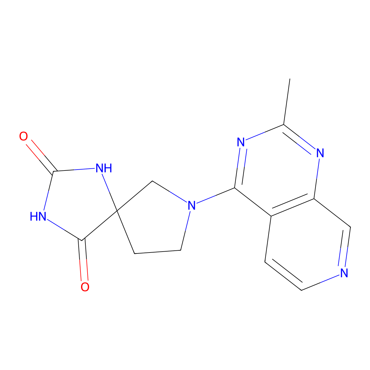 7-{2-Methylpyrido[3,4-d]pyrimidin-4-yl}-1,3,7-triazaspiro[4.4]nonane-2,4-dione molecular structure, CAS 2640846-47-3