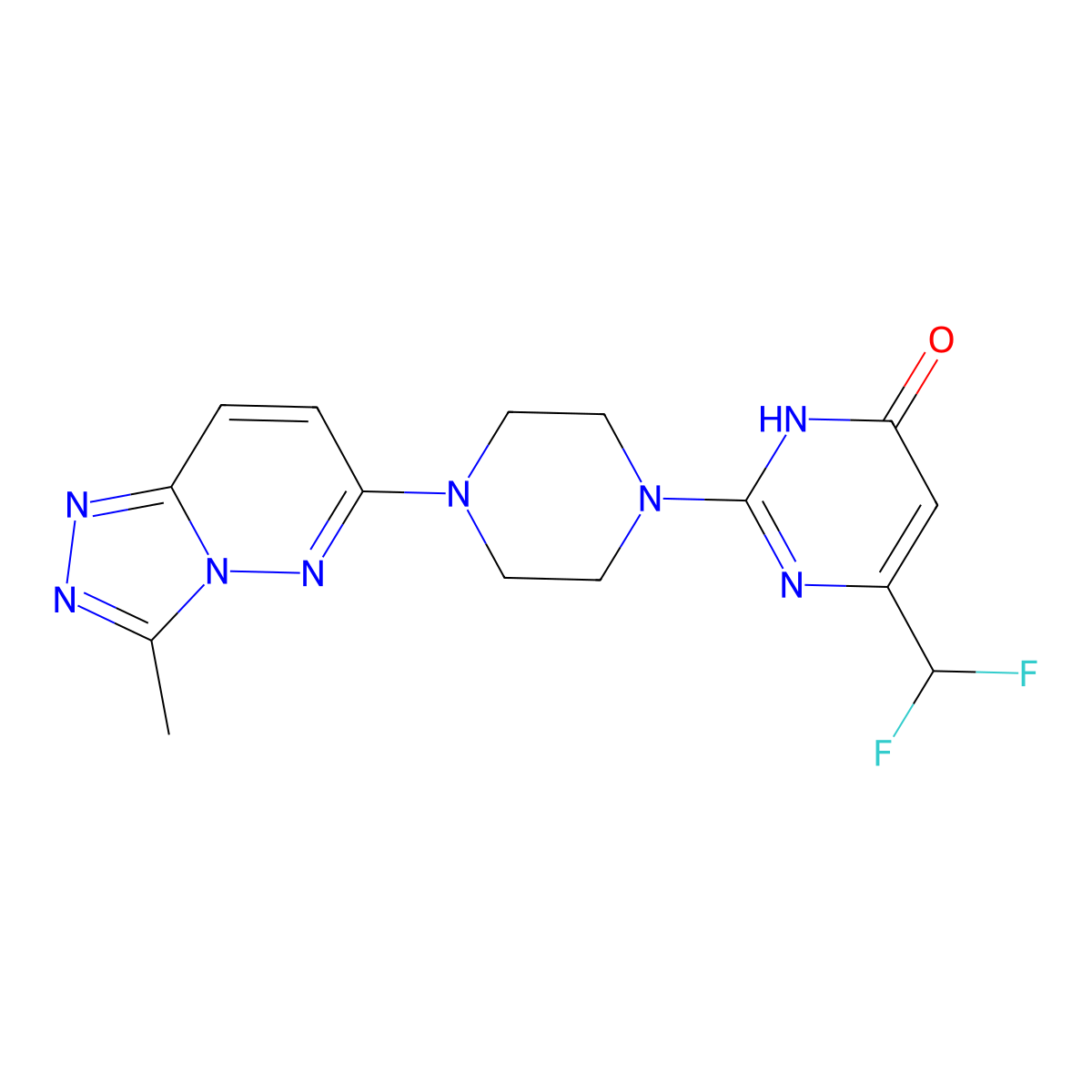 6-(Difluoromethyl)-2-(4-{3-methyl-[1,2,4]triazolo[4,3-b]pyridazin-6-yl}piperazin-1-yl)-3,4-dihydropyrimidin-4-one molecular structure, CAS 2640846-49-5