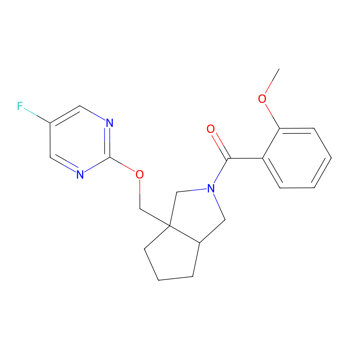5-Fluoro-2-{[2-(2-methoxybenzoyl)-octahydrocyclopenta[c]pyrrol-3a-yl]methoxy}pyrimidine molecular structure, CAS 2640846-50-8