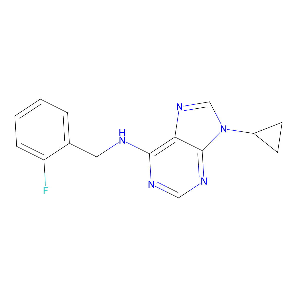 9-cyclopropyl-N-[(2-fluorophenyl)methyl]-9H-purin-6-amine molecular structure, CAS 2640846-59-7