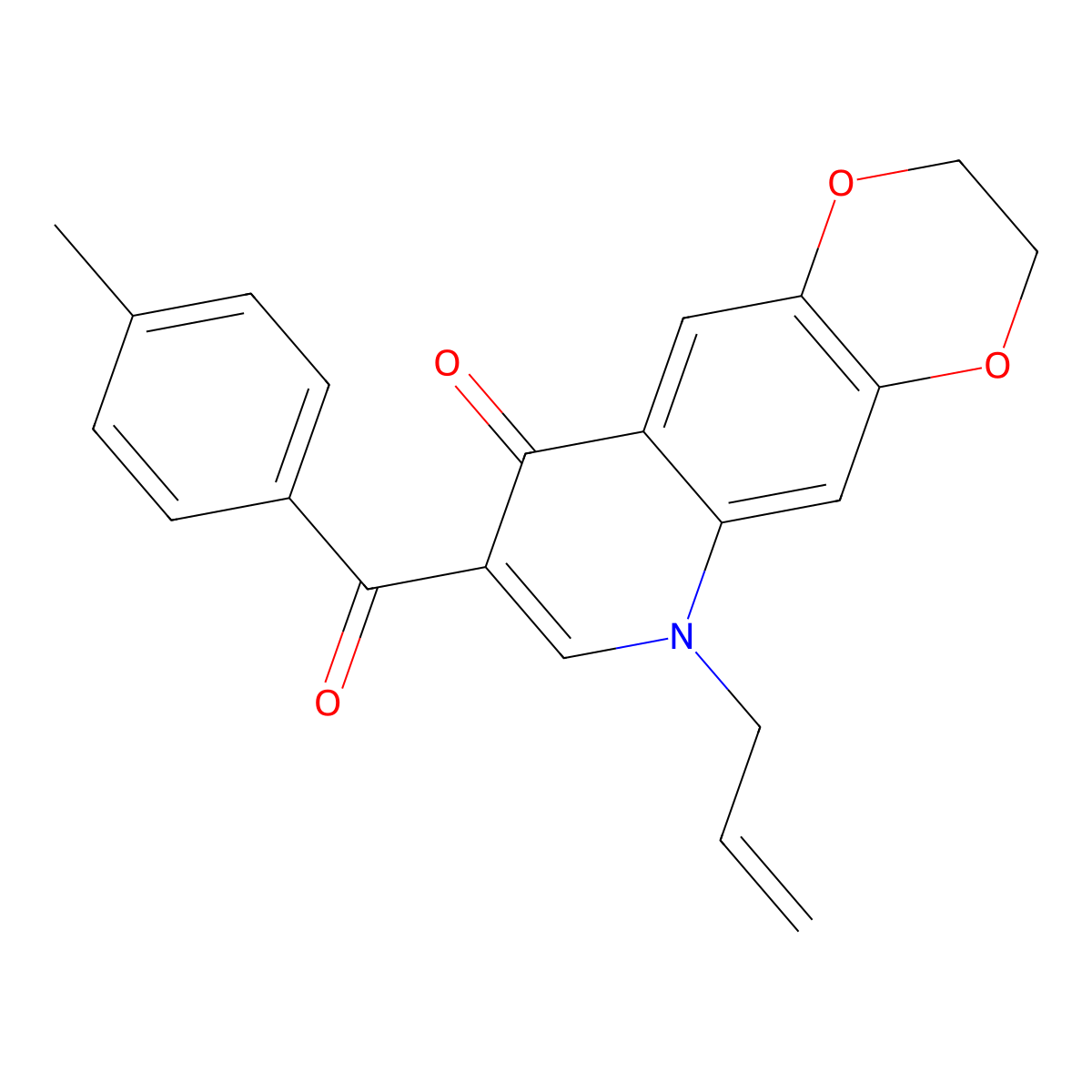 8-(4-methylbenzoyl)-6-(prop-2-en-1-yl)-2H,3H,6H,9H-[1,4]dioxino[2,3-g]quinolin-9-one molecular structure, CAS 2640846-61-1
