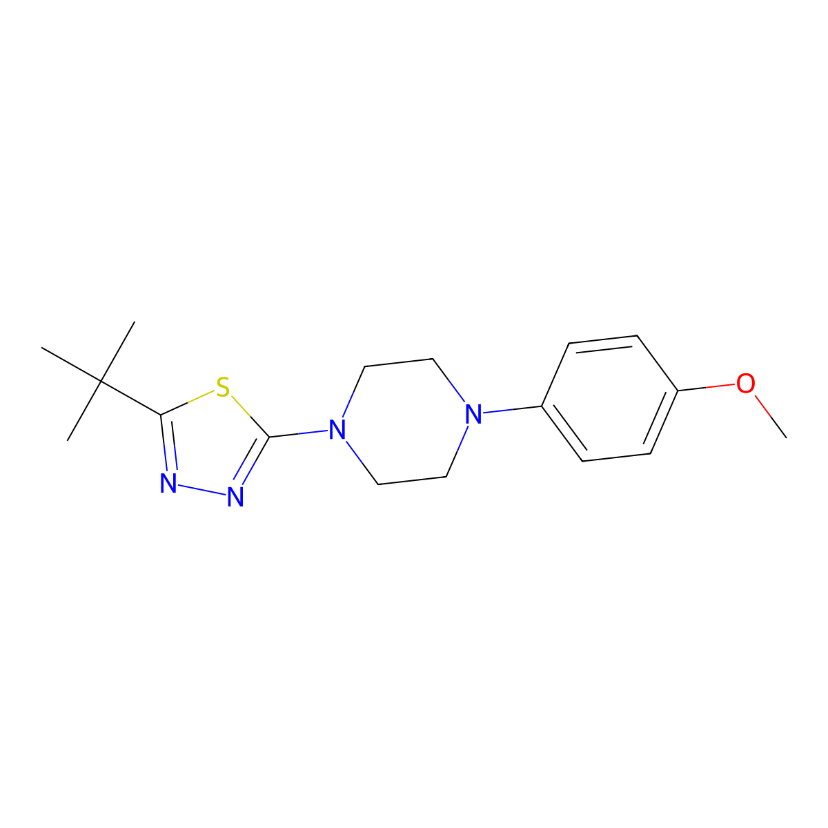 1-(5-Tert-butyl-1,3,4-thiadiazol-2-yl)-4-(4-methoxyphenyl)piperazine molecular structure, CAS 2640846-68-8