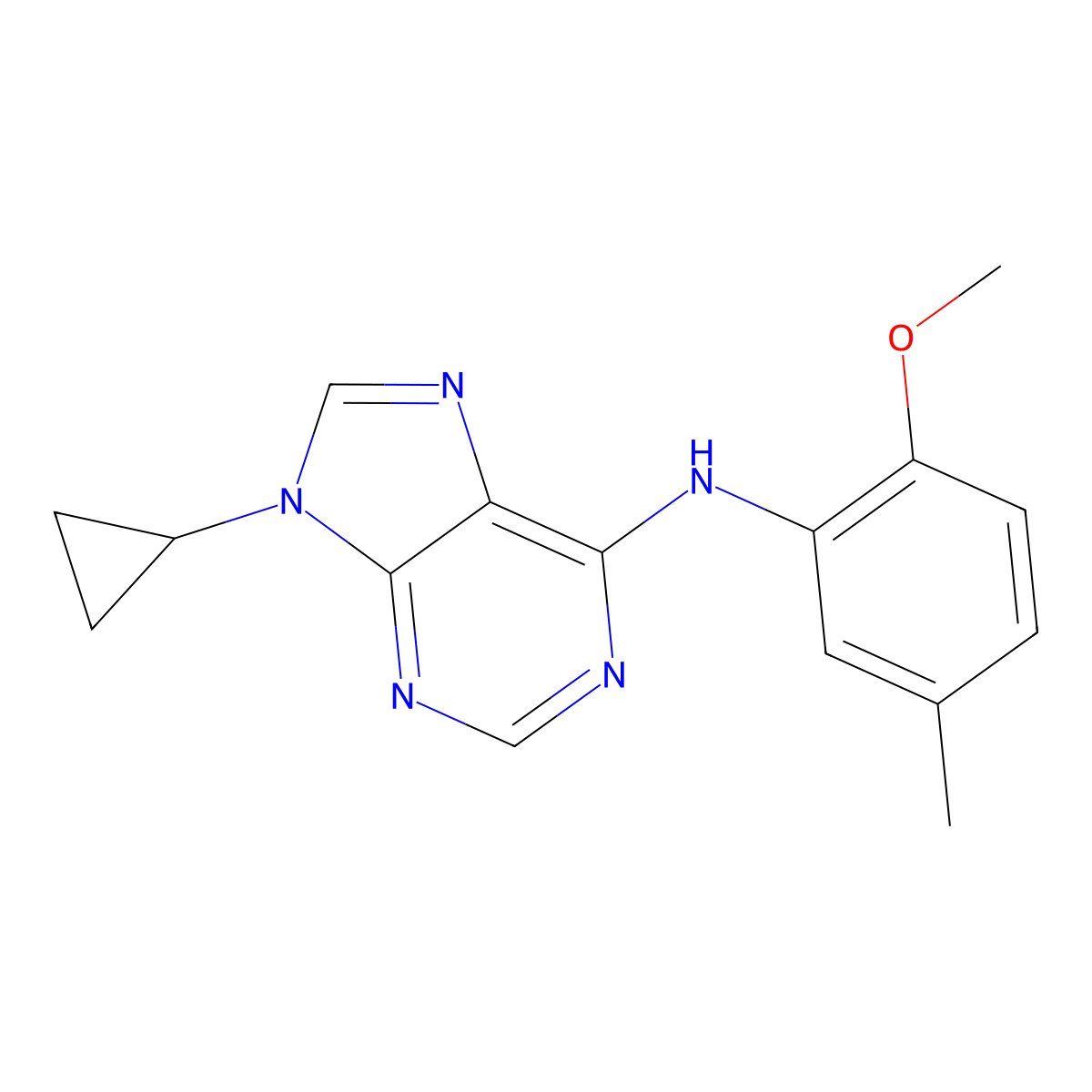 9-cyclopropyl-N-(2-methoxy-5-methylphenyl)-9H-purin-6-amine molecular structure, CAS 2640846-72-4