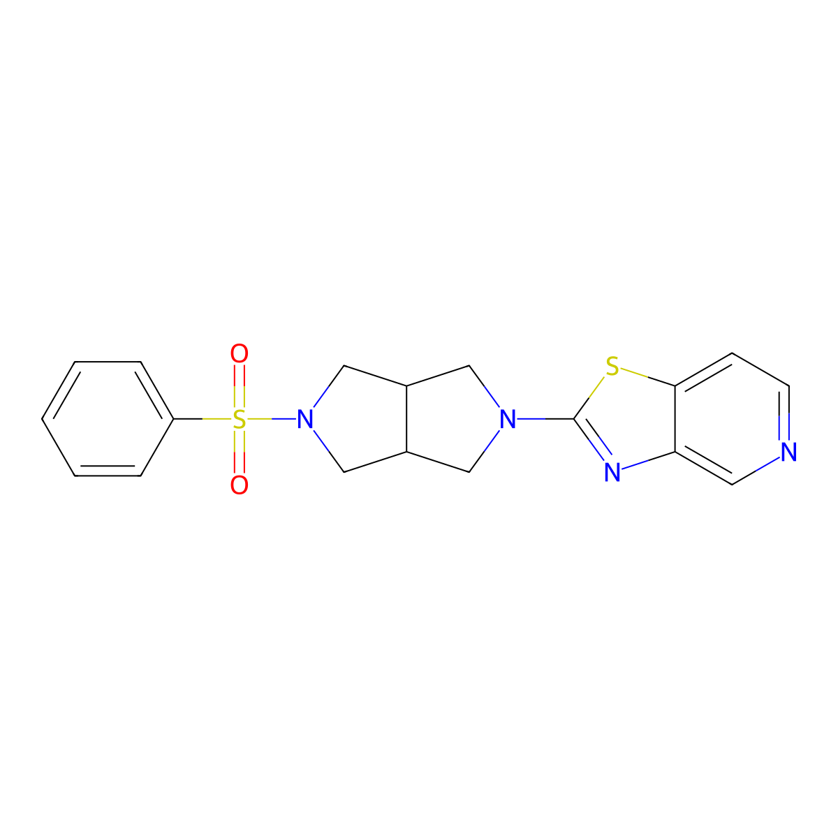 2-(Benzenesulfonyl)-5-{[1,3]thiazolo[4,5-c]pyridin-2-yl}-octahydropyrrolo[3,4-c]pyrrole molecular structure, CAS 2640846-74-6