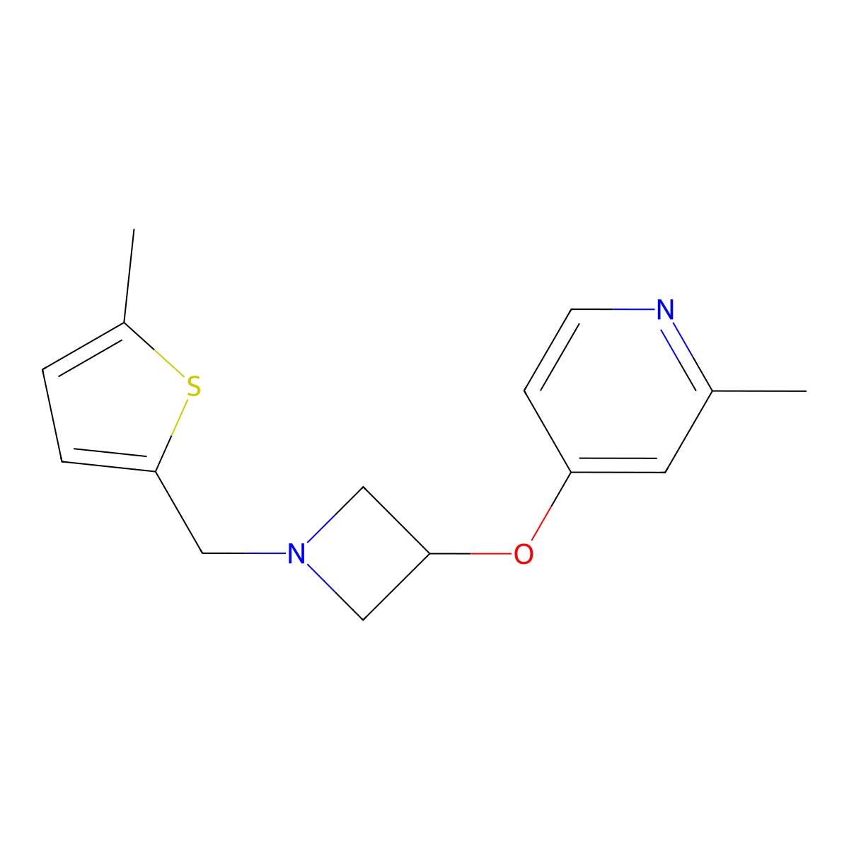 2-Methyl-4-({1-[(5-methylthiophen-2-yl)methyl]azetidin-3-yl}oxy)pyridine molecular structure, CAS 2640846-79-1