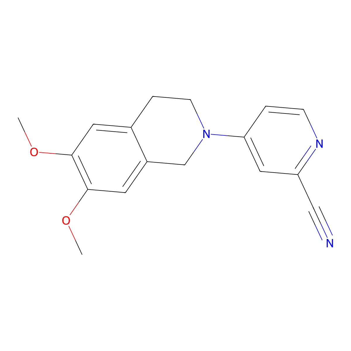 4-(6,7-Dimethoxy-1,2,3,4-tetrahydroisoquinolin-2-yl)pyridine-2-carbonitrile molecular structure, CAS 2640846-88-2
