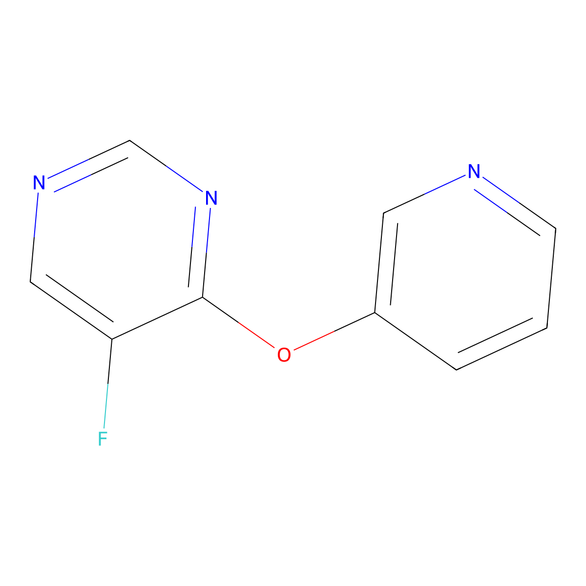 5-Fluoro-4-(pyridin-3-yloxy)pyrimidine molecular structure, CAS 2640846-90-6