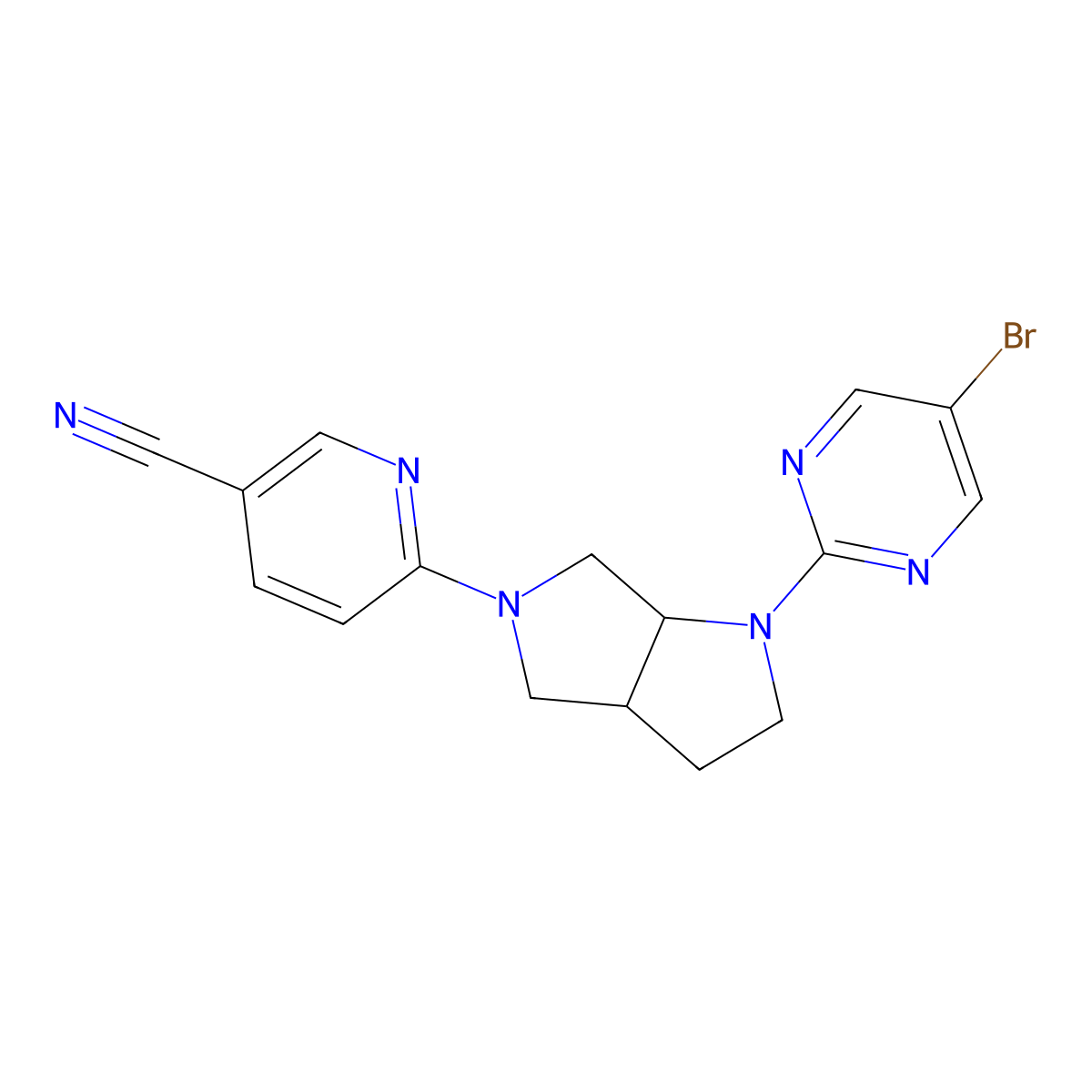 6-[1-(5-Bromopyrimidin-2-yl)-octahydropyrrolo[3,4-b]pyrrol-5-yl]pyridine-3-carbonitrile molecular structure, CAS 2640846-94-0