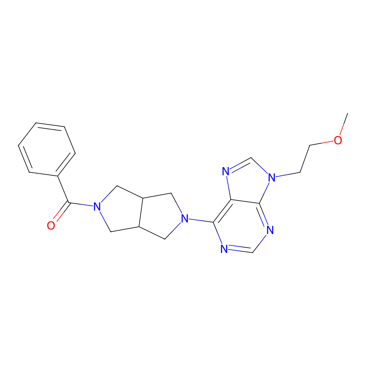 6-{5-benzoyl-octahydropyrrolo[3,4-c]pyrrol-2-yl}-9-(2-methoxyethyl)-9H-purine molecular structure, CAS 2640846-97-3