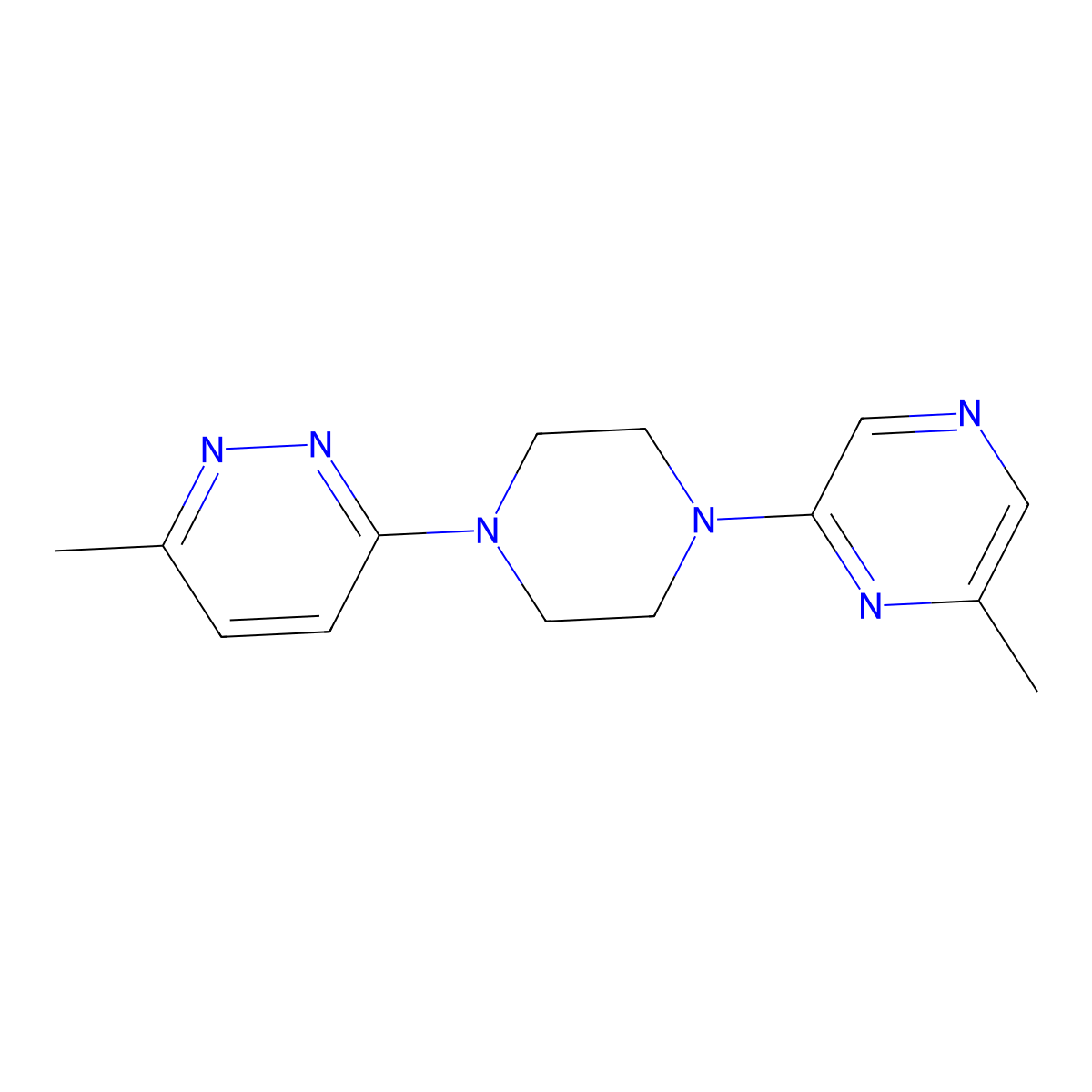 2-Methyl-6-[4-(6-methylpyridazin-3-yl)piperazin-1-yl]pyrazine molecular structure, CAS 2640847-03-4