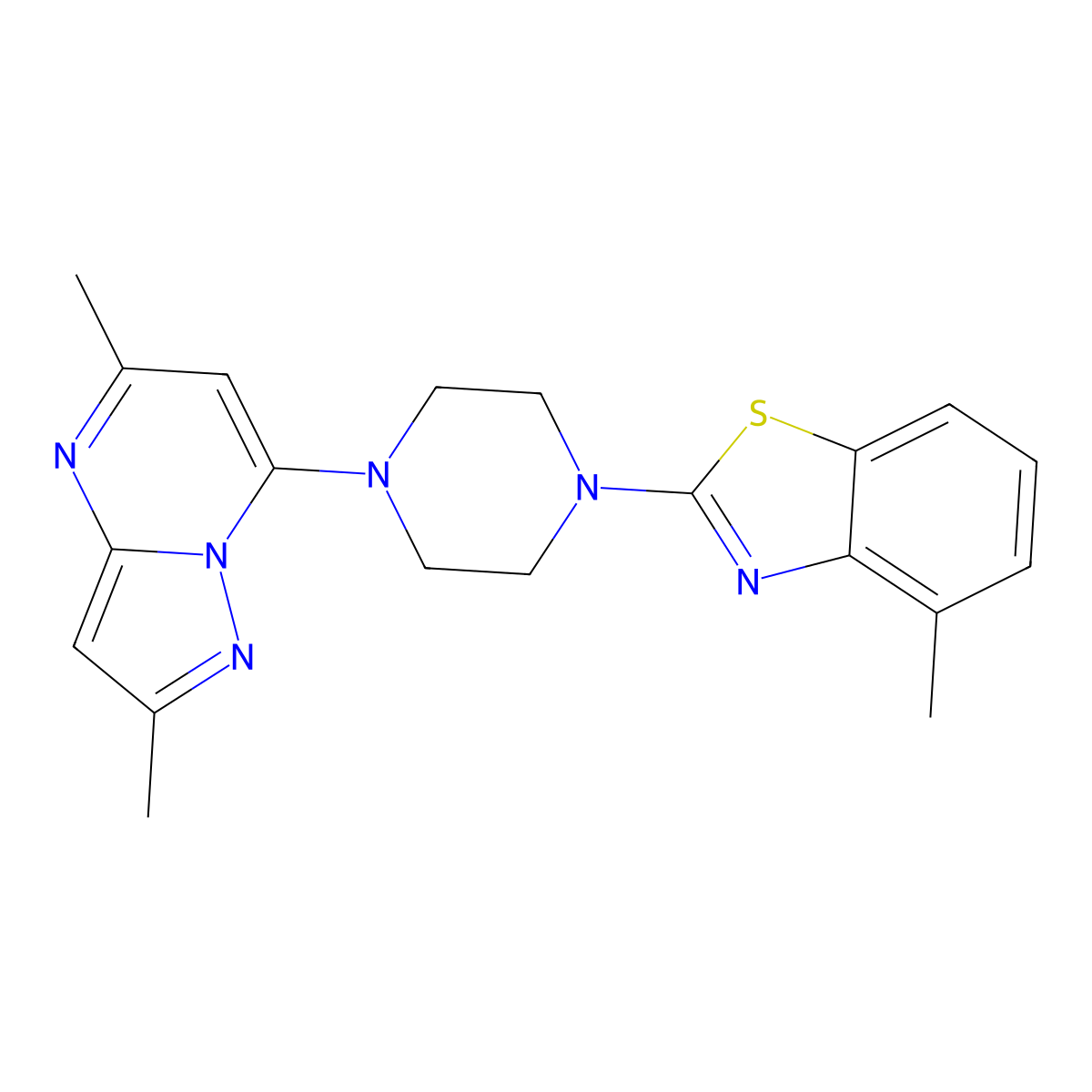 2-(4-{2,5-Dimethylpyrazolo[1,5-a]pyrimidin-7-yl}piperazin-1-yl)-4-methyl-1,3-benzothiazole molecular structure, CAS 2640860-95-1
