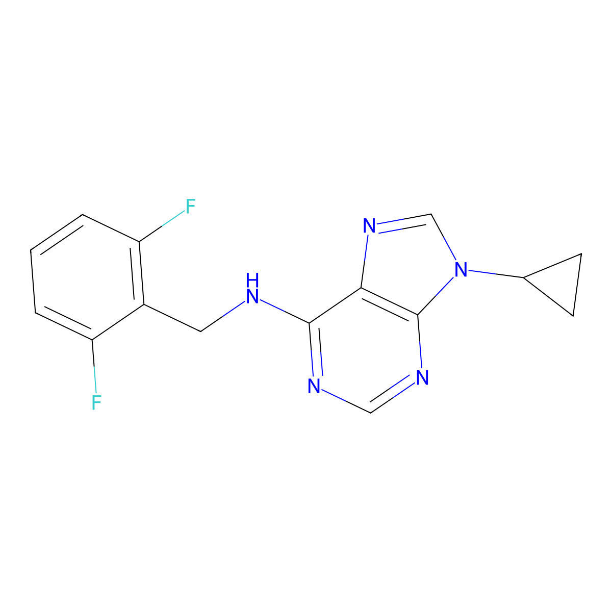9-cyclopropyl-N-[(2,6-difluorophenyl)methyl]-9H-purin-6-amine molecular structure, CAS 2640861-22-7