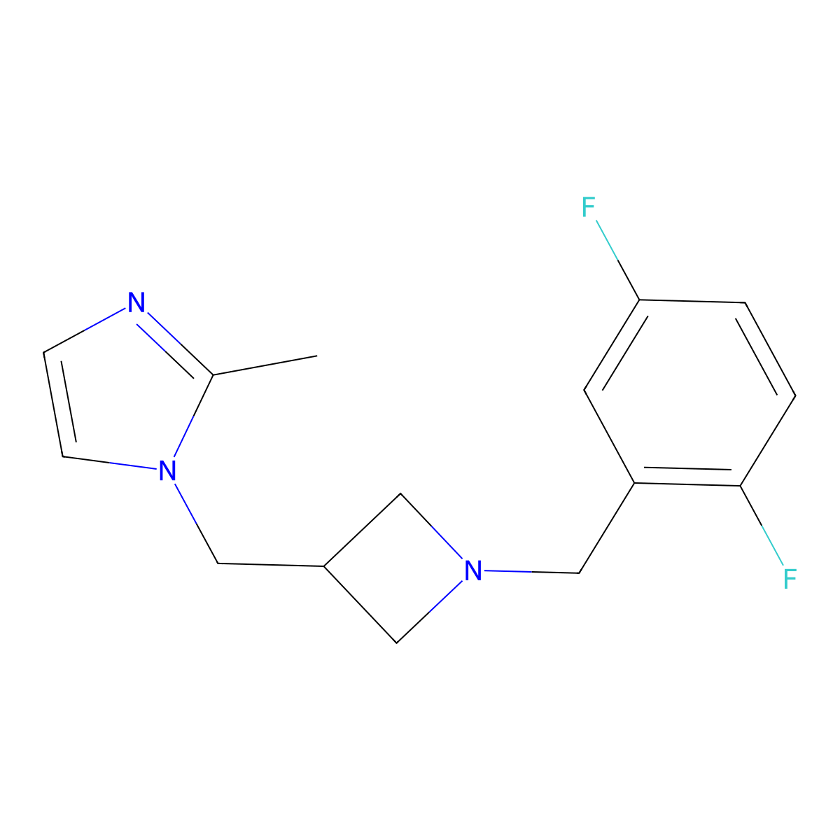 1-({1-[(2,5-difluorophenyl)methyl]azetidin-3-yl}methyl)-2-methyl-1H-imidazole molecular structure, CAS 2640861-26-1