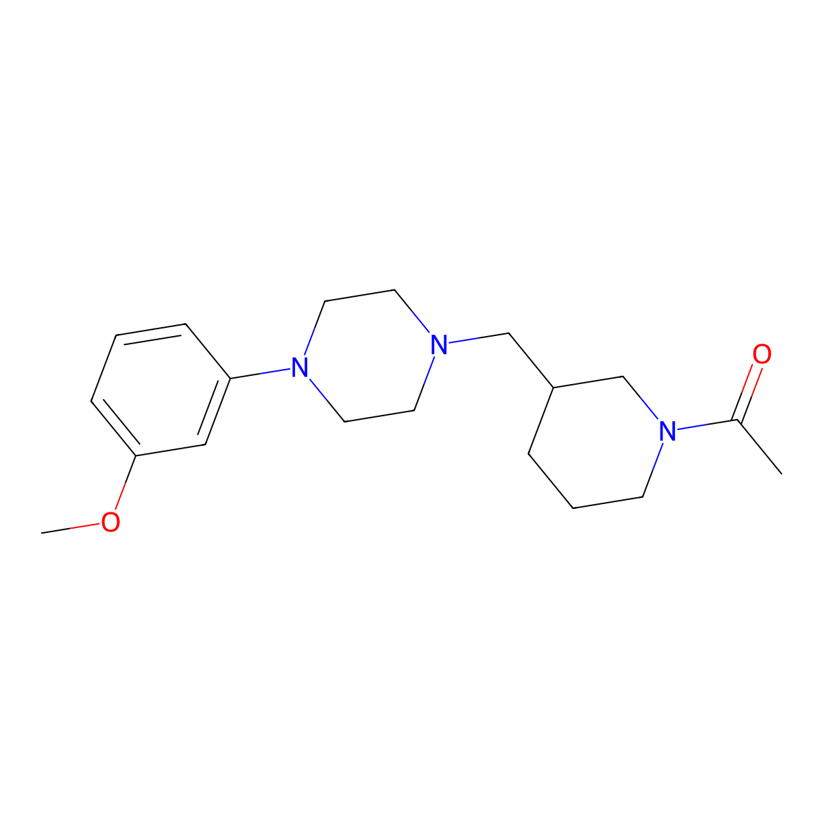 1-(3-{[4-(3-Methoxyphenyl)piperazin-1-yl]methyl}piperidin-1-yl)ethan-1-one molecular structure, CAS 2640861-45-4