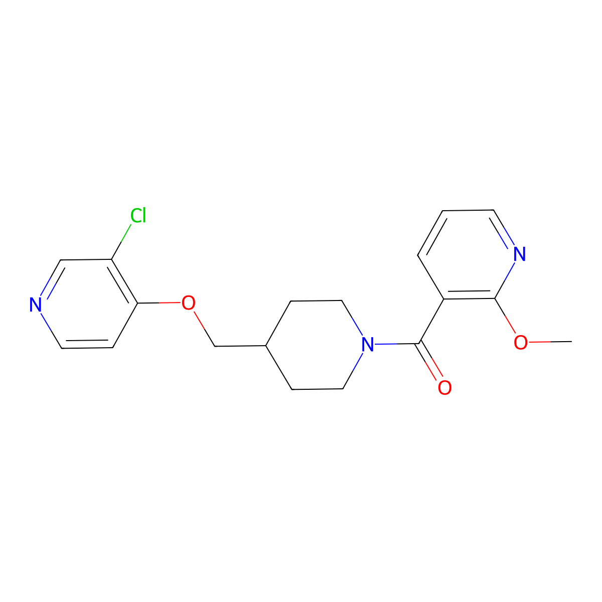 3-(4-{[(3-Chloropyridin-4-yl)oxy]methyl}piperidine-1-carbonyl)-2-methoxypyridine molecular structure, CAS 2640861-48-7